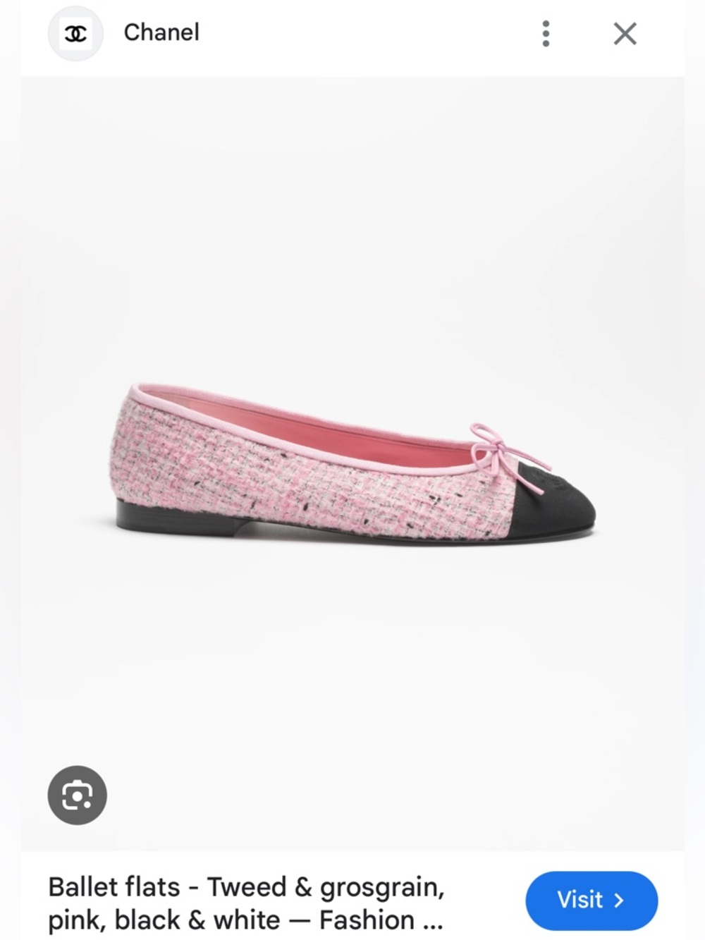 Chanel Pink and White Tweed CC Cap Toe Bow Ballet Flats - Picture 2 of 14
